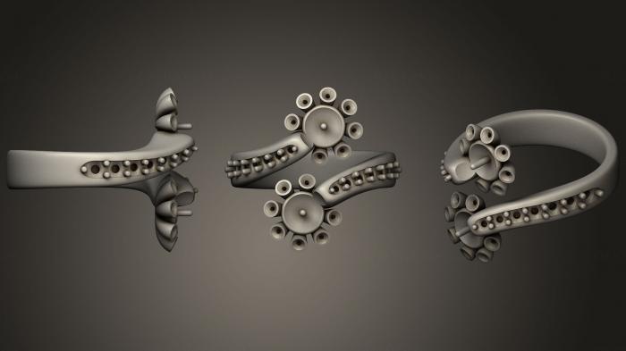 نموذج ثلاثي الأبعاد لآلة CNC خواتم مجوهرات خاتم مع اللؤلؤ